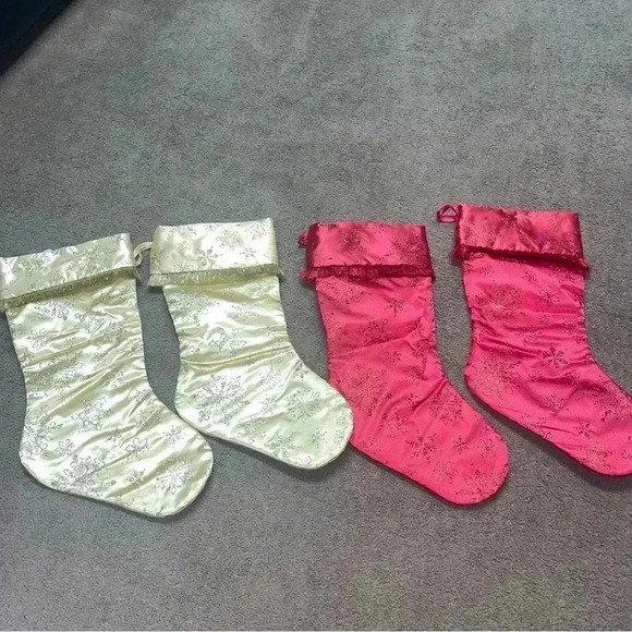 Christmas Stockings like new ~ red and gold with glitter - Picture 1 of 3